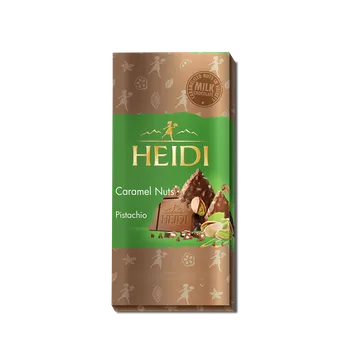 Čokoláda Heidi Caramel Nuts Mléčná čokoláda s kousky pistácií 80 g