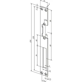 Dveřní kování Lišta pro dveřní otvírače effeff 2140/2135 02140-01/pozink