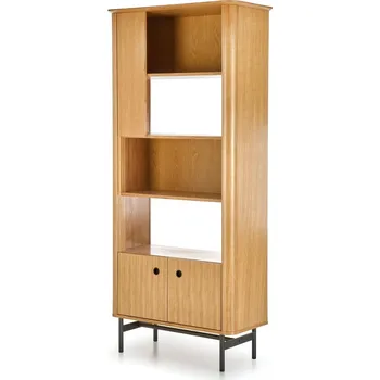 regál Vysoký regál se skříňkou do kanceláře nebo pracovny - Halmar Dub Přírodní / Černá 97x196 cm