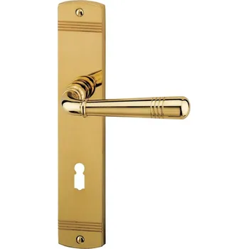 Dveřní kování Štítkové kování Südmetall Scarlet-LS, Variostar klika / klika, Obyčejný klíč, Mosaz leštěná