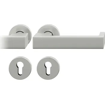 Dveřní kování Kování FSB 79 1074 panikové Eloxovaný hliník, klika / klika, Pravé provedení, Kulatá rozeta standardní, Dělený čtyřhran