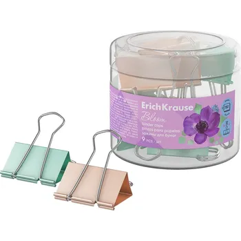 Klip kancelářský 32 mm ErichKrause Pastel Bloom 9ks mix barev