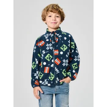 Oblečení a móda Sinsay - Rozepínací flísová mikina se stojáčkem Minecraft - námořnická modrá - 097FC-59X - 097FC-59X-140