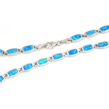 Náhrdelník Dámský stříbrný náhrdelník s modrými opály STNAH198F + dárek zdarma