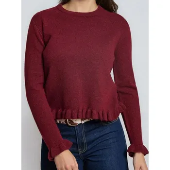 Dámský svetr Sinsay - Svetr s ozdobnými volány s příměsí vlny - fialová - 268FJ-40X - 268FJ-40X-XXS