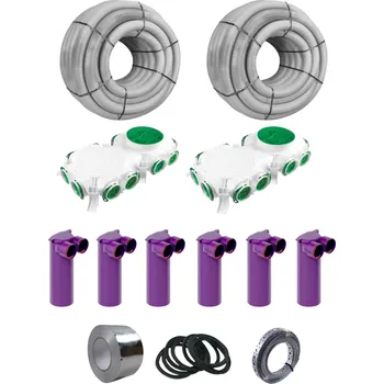Stavební materiál Plastová sada pro svépomocnou montáž rekuperace vzduchu pro dům 100 m² – SYSTEM Ø75