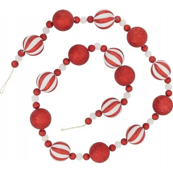 Vánoční dekorace VÁNOČNÍ GIRLANDA S BAŇKAMI 180 CM ČERVENO-BÍLÁ