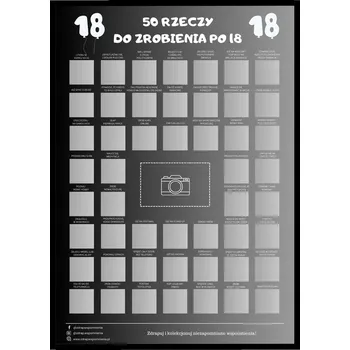 Obraz Plakát Stírací Los losem - 50 VĚCÍ, KTERÉ MŮŽETE UDĚLAT PO 18. NAROZENINÁCH. Dárek k 18. narozeninám