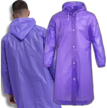 Pláštěnka Dlouhý unisex fialový voděodolný plášť do deště s kapucí