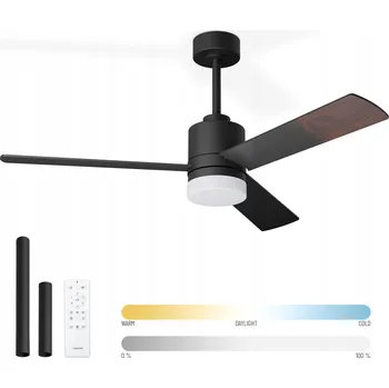 Domácí ventilátor Stropní ventilátor Noaton černý 35 W s dálkovým ovládáním, časovačem a 3 lopatkami