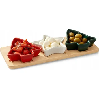 Porcelánové misky na pochutiny na podnosu, 4 ks