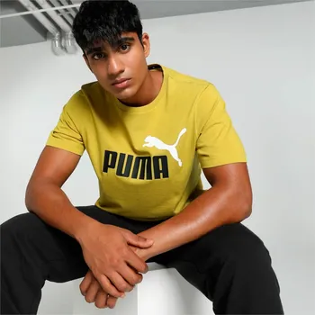 Pánské tričko PUMA - ESS+ 2 Col Logo Tee Gol PÁNSKÉ BAVLNĚNÉ TRIKO 586759-28L