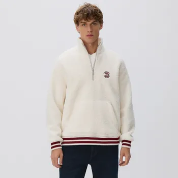 Pánská mikina Reserved - Flísová mikina se stojáčkem - krémová - ZU309-01X - ZU309-01X-XL