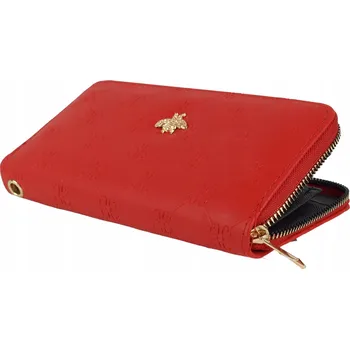 Peněženka Dámská peněženka červená eko kůže s raženým květinovým vzorem