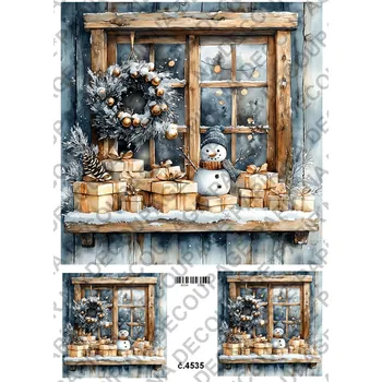 Umělecký papír Rýžový a soft papír na decoupage - Zimní zápraží - KB4535 Materiál: Soft, Rozměr: A4