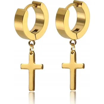 Náušnice Náušnice z oceli s křížkem 10x15 mm Gold