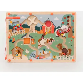 Dřevěná hračka Dřevěný magnetický labyrint Dovednostní Hra Vzdělávací farma Mokida