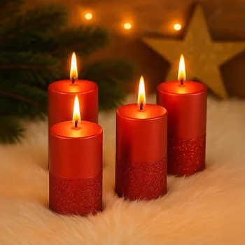 Svíčka Voskové svíčky, sada 4 ks červená