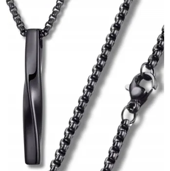 Náhrdelník pánský černý náhrdelník z chirurgické oceli s přívěskem spirály