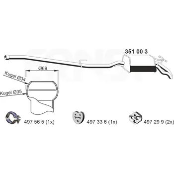 Výfukový systém Koncový tlumič výfuku ERNST 351003
