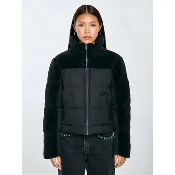 Dámská mikina BIG STAR Dámská kostkovaná bunda s kožíškem černá Salbatora 906 XS