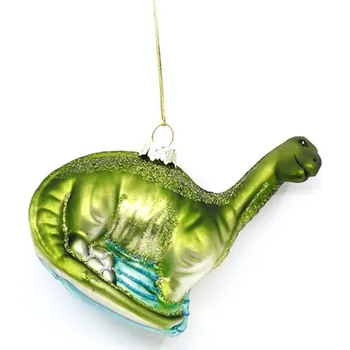 Vánoční ozdoba SEIZIS Brontosaurus skleněný závěsný zelený, 9,5cm