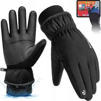Rukavice ZIMNÍ RUKAVICE DOTYKOVÉ SPORTOVNÍ CYKLISTICKÉ VODĚODOLNÉ PRO SMARTPHONY