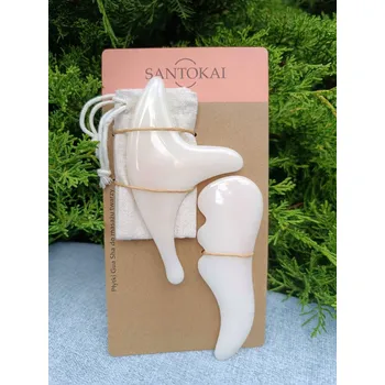 Masáž SANTOKAI Gua Sha destičky na masáž obličeje s bavlněným sáčkem