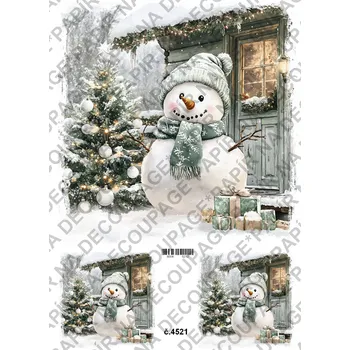 Umělecký papír Rýžový a soft papír na decoupage - Sněhulák - KB4521 Materiál: Soft, Rozměr: A4