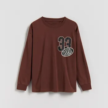 Chlapecká mikina Reserved - Bavlněné tričko s dlouhými rukávy - hnědá - 606FJ-88X - 606FJ-88X-146