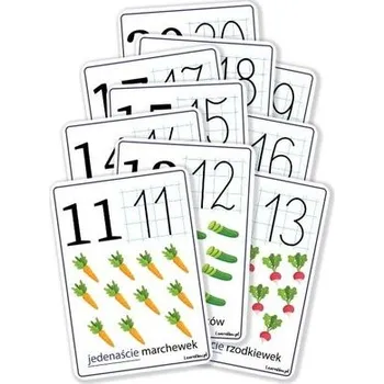Matematika Plansze edukacyjne A4 - Cyfry 11-20 10 kart
