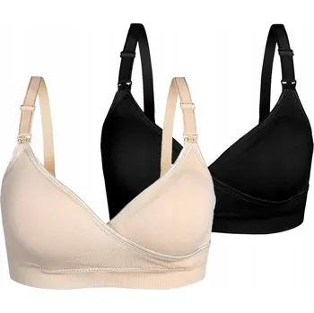 Podprsenka SET NA KOJENÍ PODPRSENKA BÉŽOVÁ ČERNÁ TĚHOTENSKÁ PODPRSENKA KOMPLET BELLA L