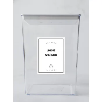 Papír LNĚNÉ SEMÍNKO – bílá samolepka na dózu, tučné písmo, 6 x 8 cm | DomaLEP