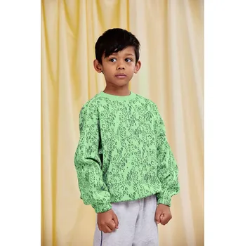 Dětská móda Dětská bavlněná mikina Mini Rodini Mini leopard 11000351 zelená 70X, vel. 104-110