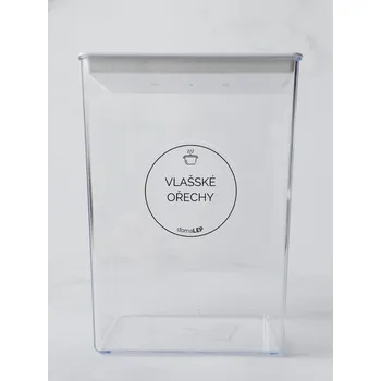 Samolepící etiketa VLAŠSKÉ OŘECHY – průhledná samolepka na dózu, základní písmo, 5 cm | DomaLEP