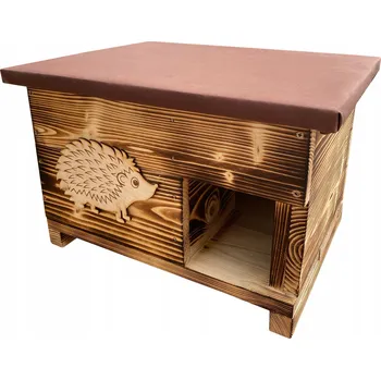 Kamilodrew domek pro ježka DŘEVĚNÝ ježčí hnízdo budka úkryt XXL opálený 30x50x40 cm