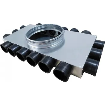 Vzduchotechnické potrubí Rozdělovač čtyřstranný jednřadý 18x50/200 (3+6+3+6) samotesnicí.