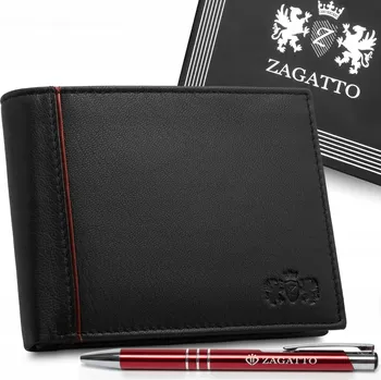 Peněženka Pánská kožená peněženka černá horizontální z pravé kůže s RFID ochranou Zagatto