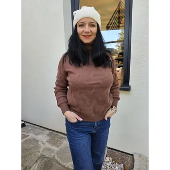 Dámské oblečení Dámský svetr LENA hnědý Velikost: UNI: S - L