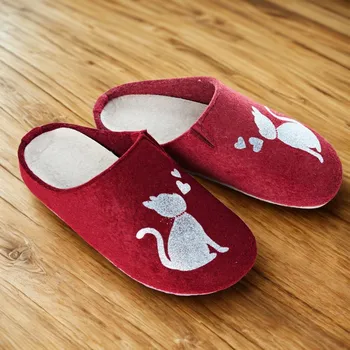 Dámské pantofle Domácí pantofle Kočka bordová 41