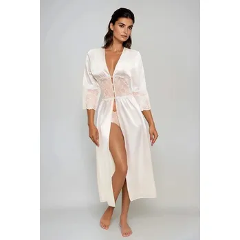 Dámský župan Saténový župan s krajkovými šortkami Mindanao ecru XXL - Dárková krabička