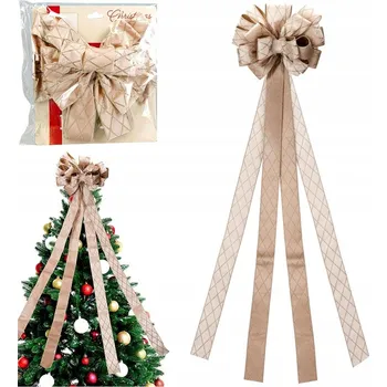 Vánoce Mašle dekorativní mašle na vánoční stromeček béžová 130x33 cm