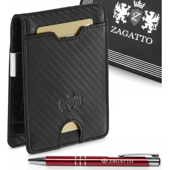 Peněženka Pánská kožená peněženka SLIM černá malá elegantní odolná RFID ZAGATTO