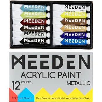 Vodová barva Meeden 34.1282 Sada akrylových barev Metallic Shades 12 x 22 ml