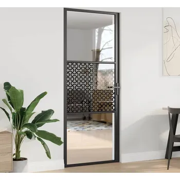 Interiérové dveře vidaXL Skleněné dveře Řezací Černá 76 x 3.5 x 201.5 cm Hliník [42012450]