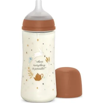 SUAVINEX Wonderland Kojenecká láhev 360 ml fyziologický průtok L hnědá