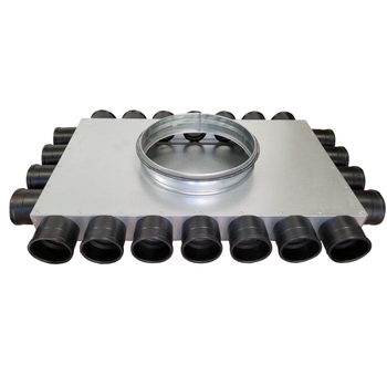 rozdělovač topení Rozdělovač čtyřstranný jednřadý 22x50/200 (4+7+4+7) samotesnicí