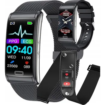 Hodinky HODINKY NÁRAMEK KARDIOWATCH S ANALÝZOU MĚŘENÍ CUKRU TLAK PULS PÁS EKG ČERNÁ