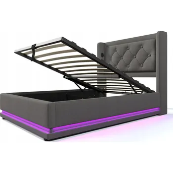 Postel Jednolůžková dřevěná postel Arhatreya 90x200 cm šedá