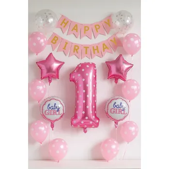 Balónek Sada BALÓNKŮ K 1. NAROZENINÁM číslice 1 RŮŽOVÉ ZLATO + JMÉNO